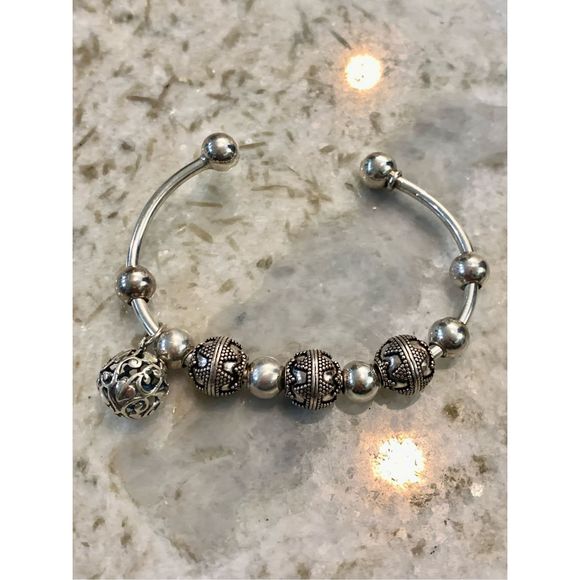 Sterling Silver Cuff Bracelet Bali Beads #valentine #classic #bali beads - Picture 2 of 6